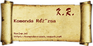 Komenda Rózsa névjegykártya